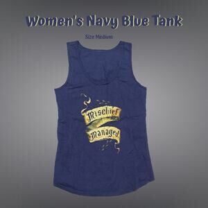 New Women's Navy Blue Mischief Managed Tank Top Shirt Size Medium
